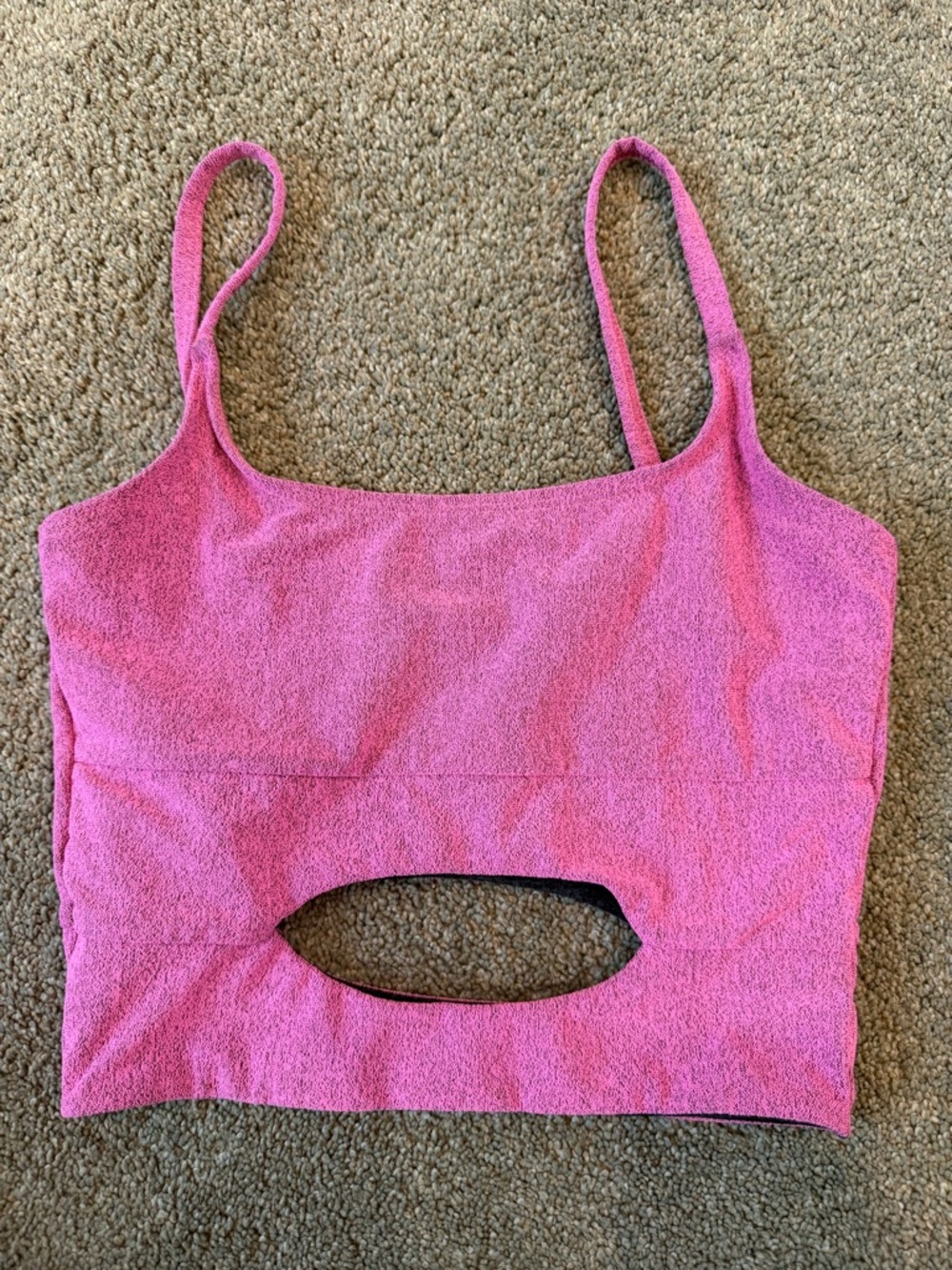 Pink Cropped Tank Top with Front Cutout - Women's Crop Top